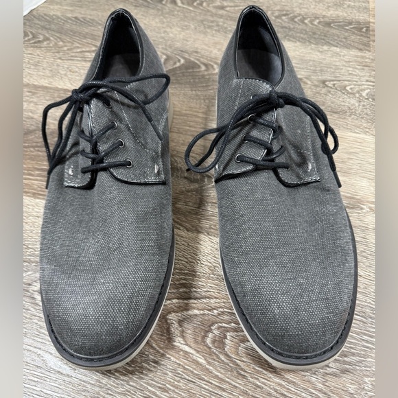 Izod Mens Shoe 8M Gray Lace-Up Dressy Canvas Memory Foam Bruce Preppy Minimalist - Picture 5 of 8